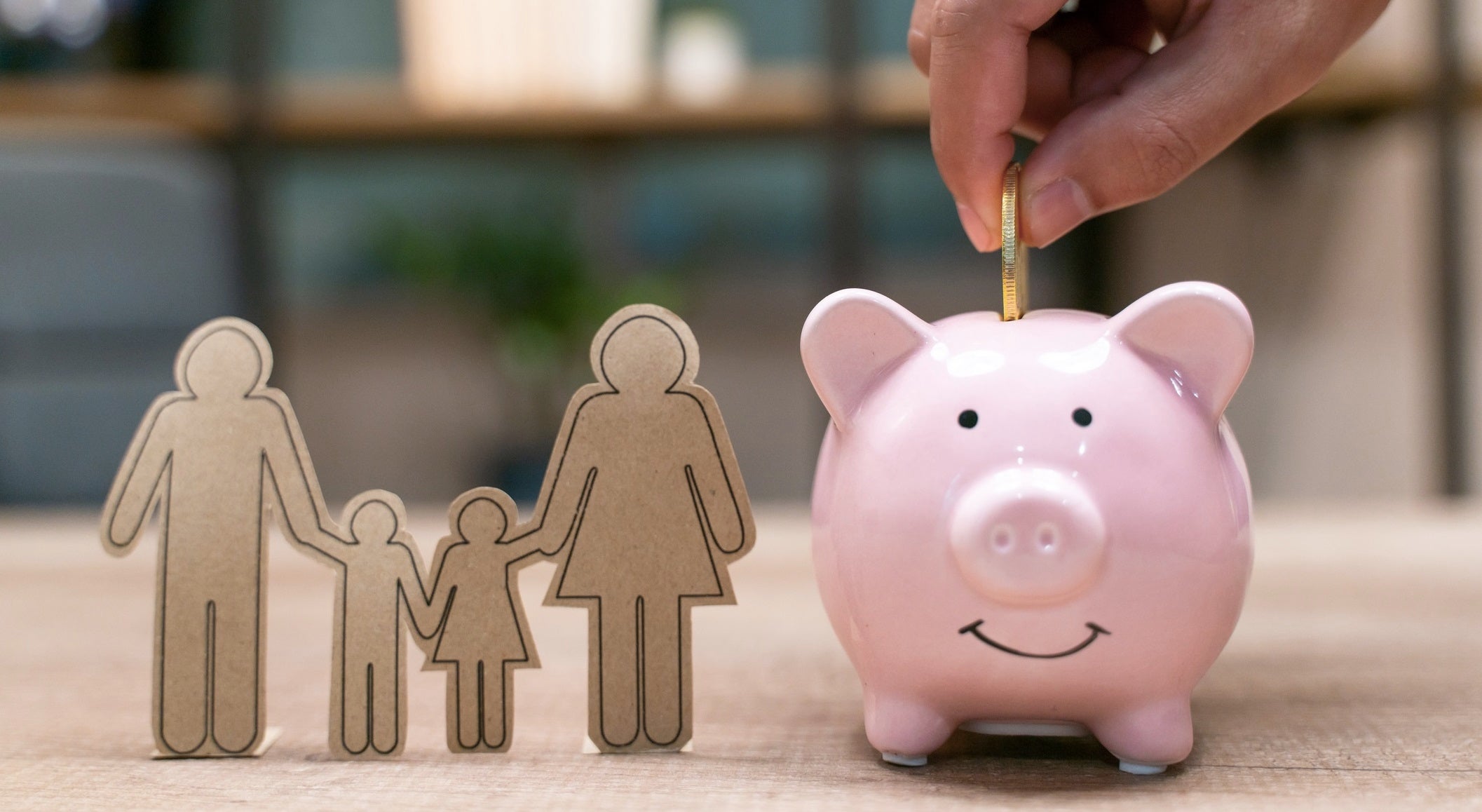 Piggy Bank with cut out family