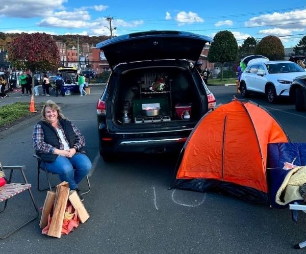 Roxanne Tapley (Trauma Program Manager) combining fun with burn injury prevention "cooking up hot candy on the stove