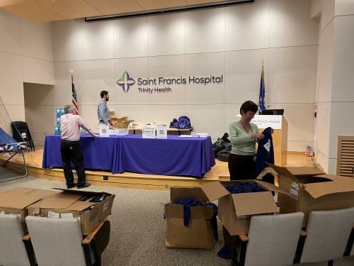 Welcome Center set up at Saint Francis