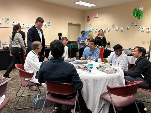 Rob talking to residents