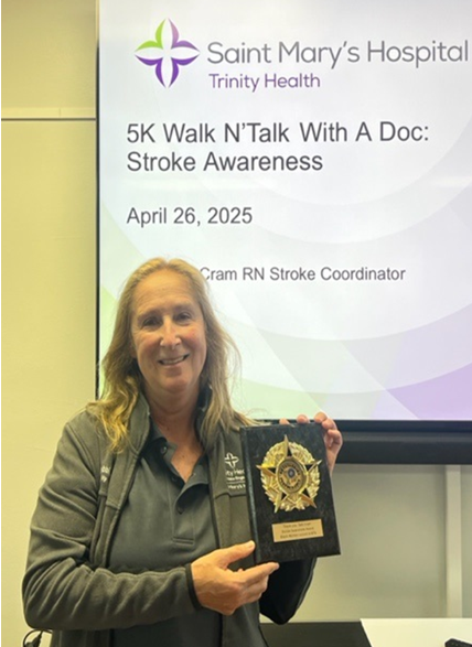 Deb Cram received a Stroke Awareness Award from Black Women United & BTS.