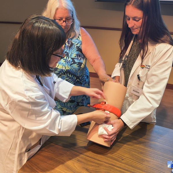 Students get hands on Stop the Bleed® training.