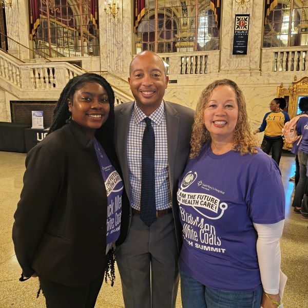 (left to right) Malaika Dewes, Management Fellow, Montez Carter, PharmD, FACHE, Trinity Health Of New England’s President and CEO, and Shawna Edwards, DNP, MSN, RN, Chief Nursing Officer at Saint Mary’s.