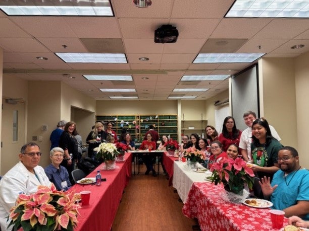 Hospital laboratory celebrates colleagues for the holidays.