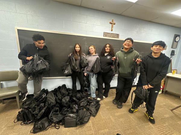 Students from St. John Paul The Great Parish in Torrington donated 76 backpacks with toiletries, hats, gloves and socks as part of their community service for Confirmation.