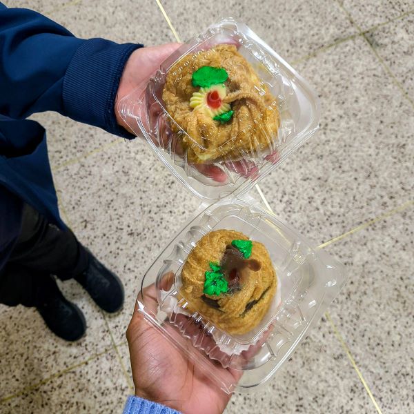 Colleagues enjoy chocolate and ricotta zeppoles