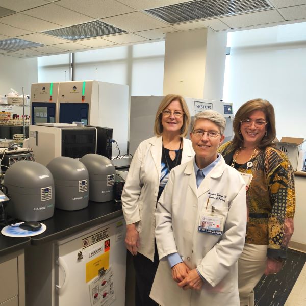 Saint Mary's Microbiology team with the Liasion MDX machines