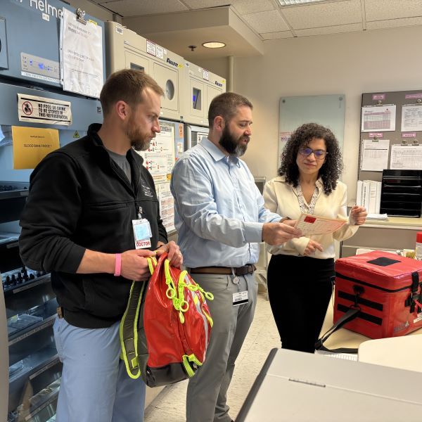 Saint Mary's team with the whole blood equipment