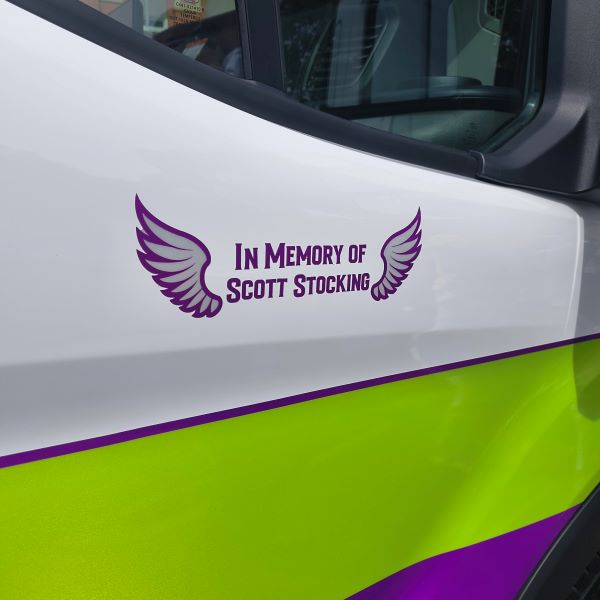 Scott Stocking decal on new ambulance