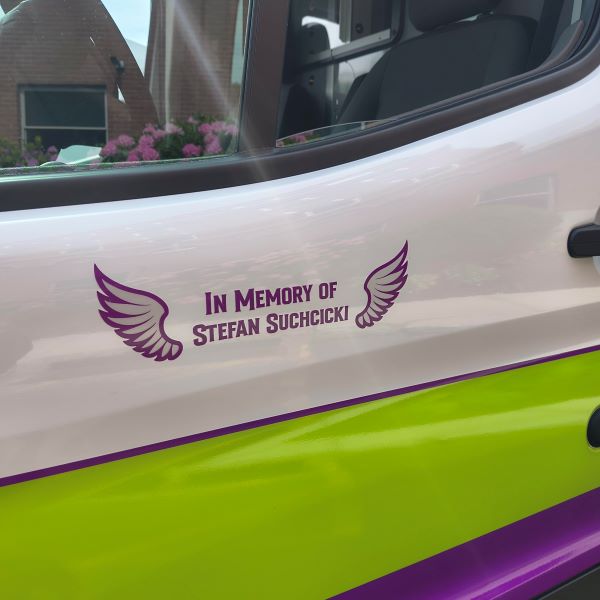 Stefan Suchcicki decal on new ambulance