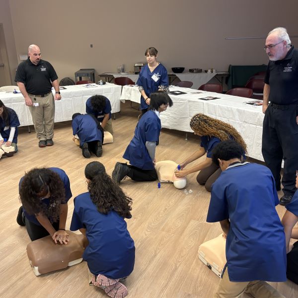 Middle School students' learn and get certified in CPR.