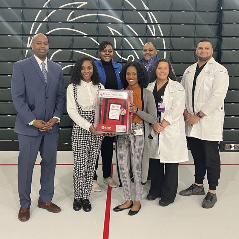 Saint Francis STOP THE BLEED Team Donates Kit to Weaver High School
